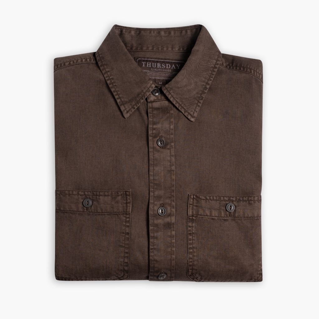 Chambray Workshirt | Brown - Image 3