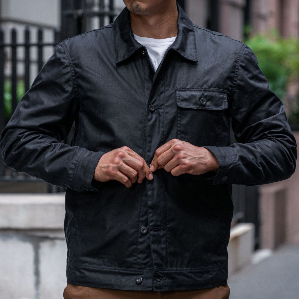 Waxed Canvas Field Jacket | Navy - Image 2